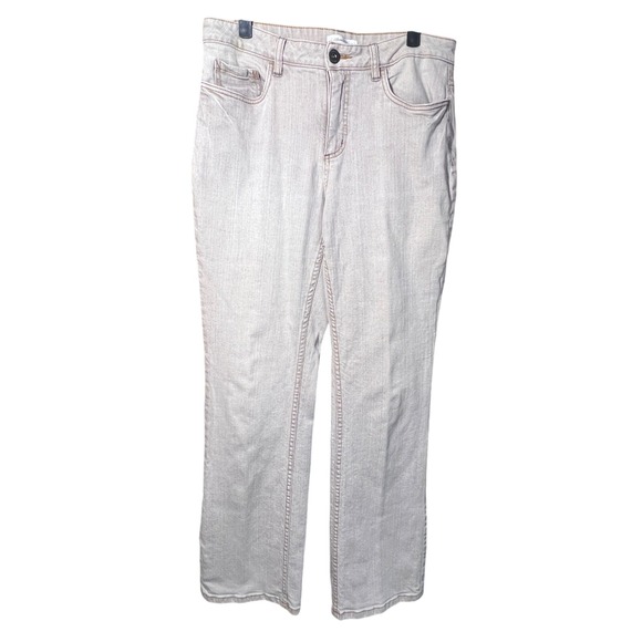Coldwater Creek Women's Tan Denim Jeans Size 10 Faded Straight Leg Stretch - Picture 1 of 11